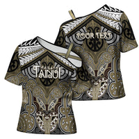 Aotearoa Iwi Waikato Tainui Personalised Cross Shoulder Shirt Maori Kowhaiwhai Pattern