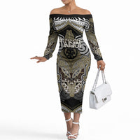 Aotearoa Iwi Waikato Tainui Personalised Off The Shoulder Long Sleeve Dress Maori Kowhaiwhai Pattern