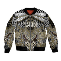 Aotearoa Iwi Waikato Tainui Personalised Sleeve Zip Bomber Jacket Maori Kowhaiwhai Pattern