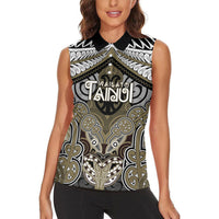 Aotearoa Iwi Waikato Tainui Personalised Women Sleeveless Polo Shirt Maori Kowhaiwhai Pattern