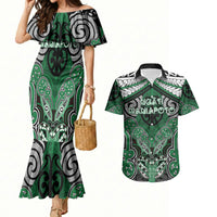 Aotearoa Iwi Ngati Maniapoto Personalised Couples Matching Mermaid Dress and Hawaiian Shirt Maori Kowhaiwhai Pattern