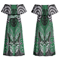 Aotearoa Iwi Ngati Maniapoto Personalised Family Matching Off Shoulder Maxi Dress and Hawaiian Shirt Maori Kowhaiwhai Pattern
