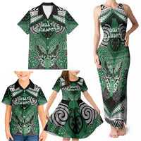 Aotearoa Iwi Ngati Maniapoto Personalised Family Matching Tank Maxi Dress and Hawaiian Shirt Maori Kowhaiwhai Pattern