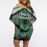 Aotearoa Iwi Ngati Maniapoto Personalised Off Shoulder Short Dress Maori Kowhaiwhai Pattern