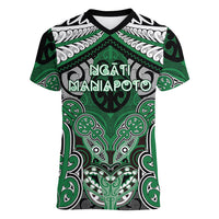 Aotearoa Iwi Ngati Maniapoto Personalised Women V-Neck T-Shirt Maori Kowhaiwhai Pattern