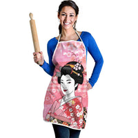 Japanese Geisha Cherry Blossom Apron Pink Palaka Hawaii Pattern Fusion Design