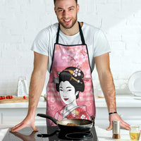 Japanese Geisha Cherry Blossom Apron Pink Palaka Hawaii Pattern Fusion Design