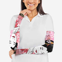 Japanese Geisha Cherry Blossom Arm Sleeves Pink Palaka Hawaii Pattern Fusion Design