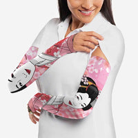Japanese Geisha Cherry Blossom Arm Sleeves Pink Palaka Hawaii Pattern Fusion Design