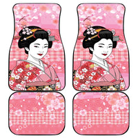 Japanese Geisha Cherry Blossom Car Mats Pink Palaka Hawaii Pattern Fusion Design