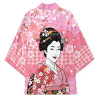 Japanese Geisha Cherry Blossom Kimono Pink Palaka Hawaii Pattern Fusion Design