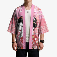 Japanese Geisha Cherry Blossom Kimono Pink Palaka Hawaii Pattern Fusion Design