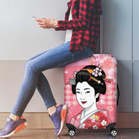 Japanese Geisha Cherry Blossom Luggage Cover Pink Palaka Hawaii Pattern Fusion Design
