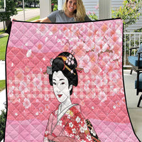 Japanese Geisha Cherry Blossom Quilt Pink Palaka Hawaii Pattern Fusion Design