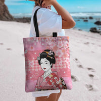 Japanese Geisha Cherry Blossom Tote Bag Pink Palaka Hawaii Pattern Fusion Design