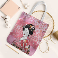 Japanese Geisha Cherry Blossom Tote Bag Pink Palaka Hawaii Pattern Fusion Design