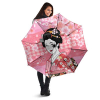 Japanese Geisha Cherry Blossom Umbrella Pink Palaka Hawaii Pattern Fusion Design