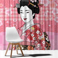 Japanese Geisha Cherry Blossom Window Curtain Pink Palaka Hawaii Pattern Fusion Design