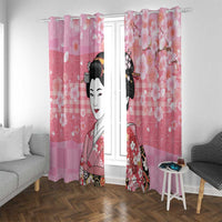 Japanese Geisha Cherry Blossom Window Curtain Pink Palaka Hawaii Pattern Fusion Design