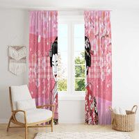 Japanese Geisha Cherry Blossom Window Curtain Pink Palaka Hawaii Pattern Fusion Design