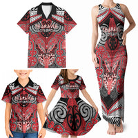 Aotearoa Iwi Te Arawa Personalised Family Matching Tank Maxi Dress and Hawaiian Shirt Maori Kowhaiwhai Pattern