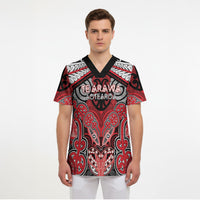 Aotearoa Iwi Te Arawa Personalised Scrub Top Maori Kowhaiwhai Pattern
