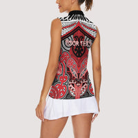 Aotearoa Iwi Te Arawa Personalised Women Sleeveless Polo Shirt Maori Kowhaiwhai Pattern