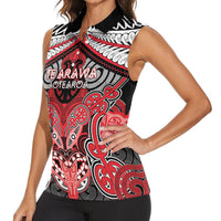 Aotearoa Iwi Te Arawa Personalised Women Sleeveless Polo Shirt Maori Kowhaiwhai Pattern