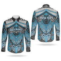 Aotearoa Iwi Ngati Porou Personalised Couples Matching Long Sleeve Bodycon Dress and Long Sleeve Button Shirt Maori Kowhaiwhai Pattern