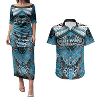 Aotearoa Iwi Ngati Porou Personalised Couples Matching Puletasi and Hawaiian Shirt Maori Kowhaiwhai Pattern