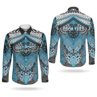 Aotearoa Iwi Ngati Porou Personalised Couples Matching Short Sleeve Bodycon Dress and Long Sleeve Button Shirt Maori Kowhaiwhai Pattern