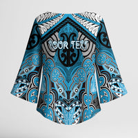 Aotearoa Iwi Ngati Porou Personalised Kimono Sleeve Blouse Maori Kowhaiwhai Pattern