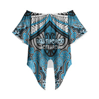 Aotearoa Iwi Ngati Porou Personalised Off Shoulder Wrap Waist Top Maori Kowhaiwhai Pattern
