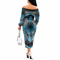 Aotearoa Iwi Ngati Porou Personalised Off The Shoulder Long Sleeve Dress Maori Kowhaiwhai Pattern
