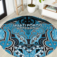 Aotearoa Iwi Ngati Porou Round Carpet Maori Kowhaiwhai Pattern