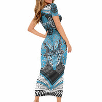 Aotearoa Iwi Ngati Porou Personalised Short Sleeve Bodycon Dress Maori Kowhaiwhai Pattern