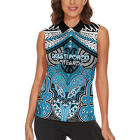 Aotearoa Iwi Ngati Porou Personalised Women Sleeveless Polo Shirt Maori Kowhaiwhai Pattern