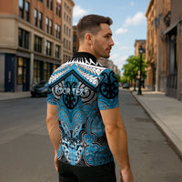 Aotearoa Iwi Ngati Porou Personalised Zipper Polo Shirt Maori Kowhaiwhai Pattern