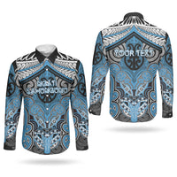Aotearoa Iwi Ngati Kahungunu Personalised Couples Matching Off Shoulder Maxi Dress and Long Sleeve Button Shirt Maori Kowhaiwhai Pattern