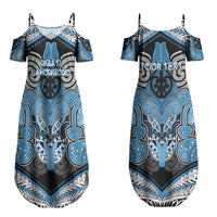 Aotearoa Iwi Ngati Kahungunu Personalised Couples Matching Summer Maxi Dress and Long Sleeve Button Shirt Maori Kowhaiwhai Pattern