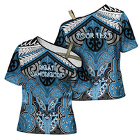 Aotearoa Iwi Ngati Kahungunu Personalised Cross Shoulder Shirt Maori Kowhaiwhai Pattern