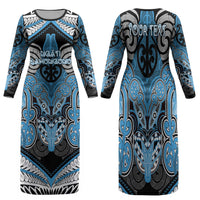 Aotearoa Iwi Ngati Kahungunu Personalised Family Matching Long Sleeve Bodycon Dress and Hawaiian Shirt Maori Kowhaiwhai Pattern