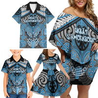 Aotearoa Iwi Ngati Kahungunu Personalised Family Matching Off Shoulder Short Dress and Hawaiian Shirt Maori Kowhaiwhai Pattern
