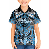 Aotearoa Iwi Ngati Kahungunu Personalised Kid Hawaiian Shirt Maori Kowhaiwhai Pattern