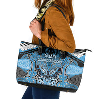 Aotearoa Iwi Ngati Kahungunu Leather Tote Bag Maori Kowhaiwhai Pattern