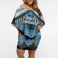 Aotearoa Iwi Ngati Kahungunu Personalised Off Shoulder Short Dress Maori Kowhaiwhai Pattern