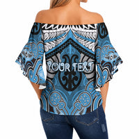 Aotearoa Iwi Ngati Kahungunu Personalised Off Shoulder Wrap Waist Top Maori Kowhaiwhai Pattern