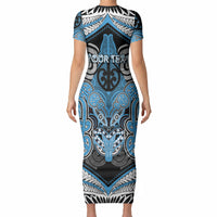 Aotearoa Iwi Ngati Kahungunu Personalised Short Sleeve Bodycon Dress Maori Kowhaiwhai Pattern