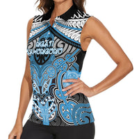 Aotearoa Iwi Ngati Kahungunu Personalised Women Sleeveless Polo Shirt Maori Kowhaiwhai Pattern