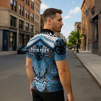 Aotearoa Iwi Ngati Kahungunu Personalised Zipper Polo Shirt Maori Kowhaiwhai Pattern